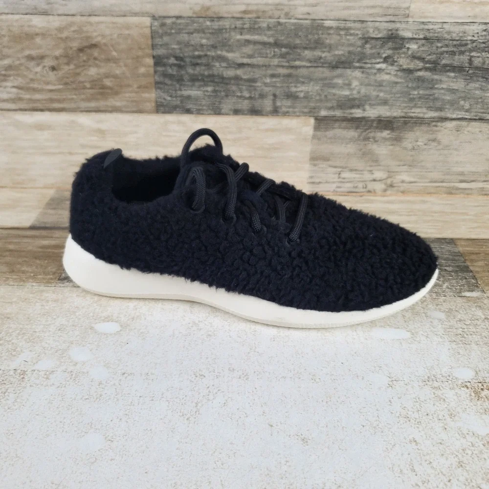 Allbirds Wool Runner Fluff Womens Shoes Sz 9 M Natural Black Merino Wool Lace Up